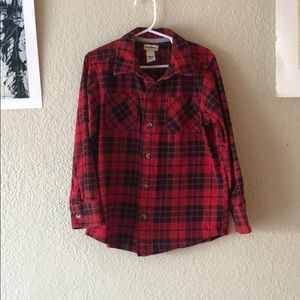 RuffHewn M(6) boys red and black plaid shirt